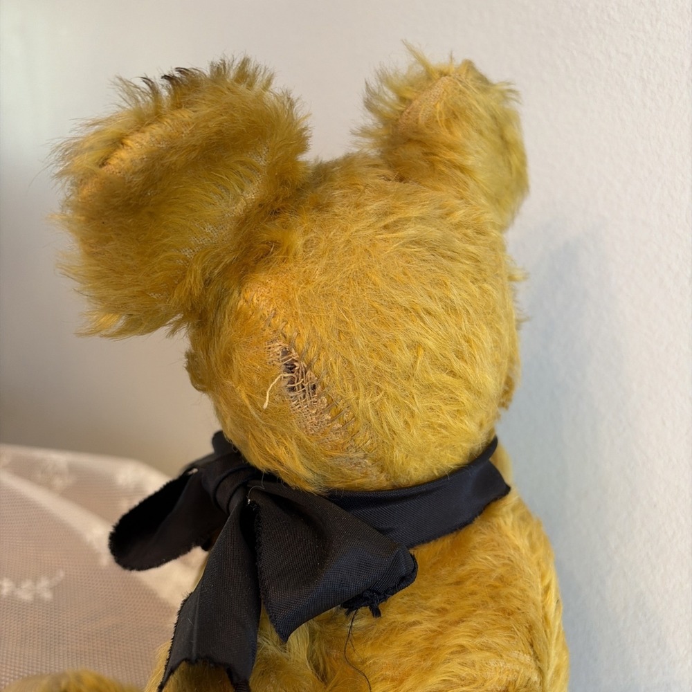 Antique 1920s Golden Mohair Teddy Bear Fully Jointed Hump Back Glass Eyes 16in - Picture 9 of 16